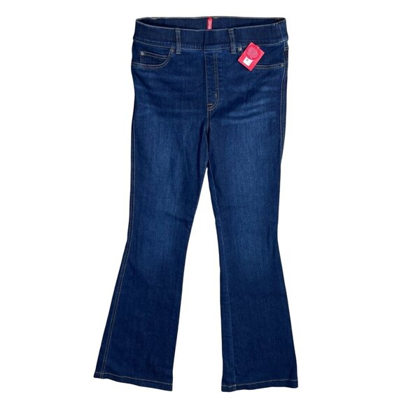 New Spanx Flare Jeans Medium M Midnight Pull-On Elastic Long Inseam 33" - Picture 1 of 4